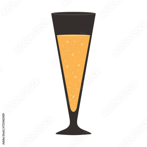 Glass of champagne on white background