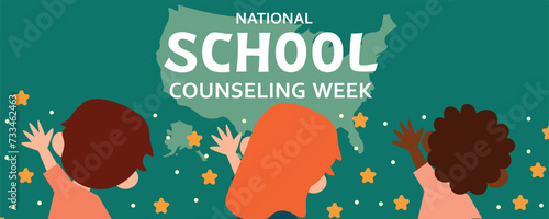 Banner for National School Counseling Week with little children