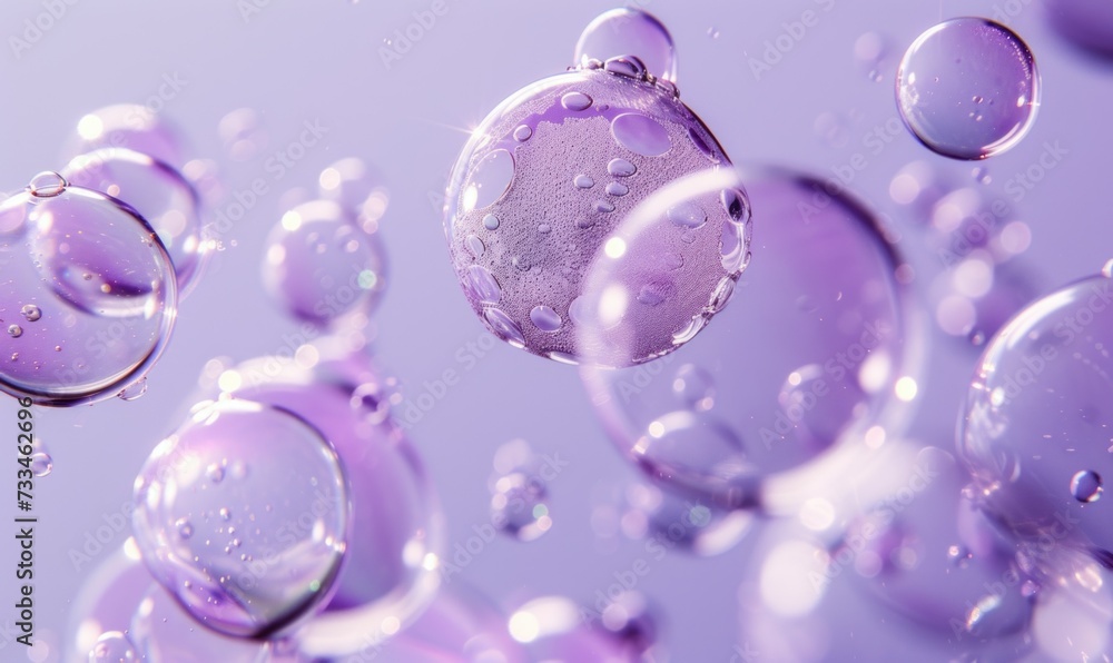 A serene composition bathed in pink and lavender hues, adorned with floating soap bubbles, illustrating the concepts of purity and buoyancy. Ideal for conveying a sense of lightness and cleanliness