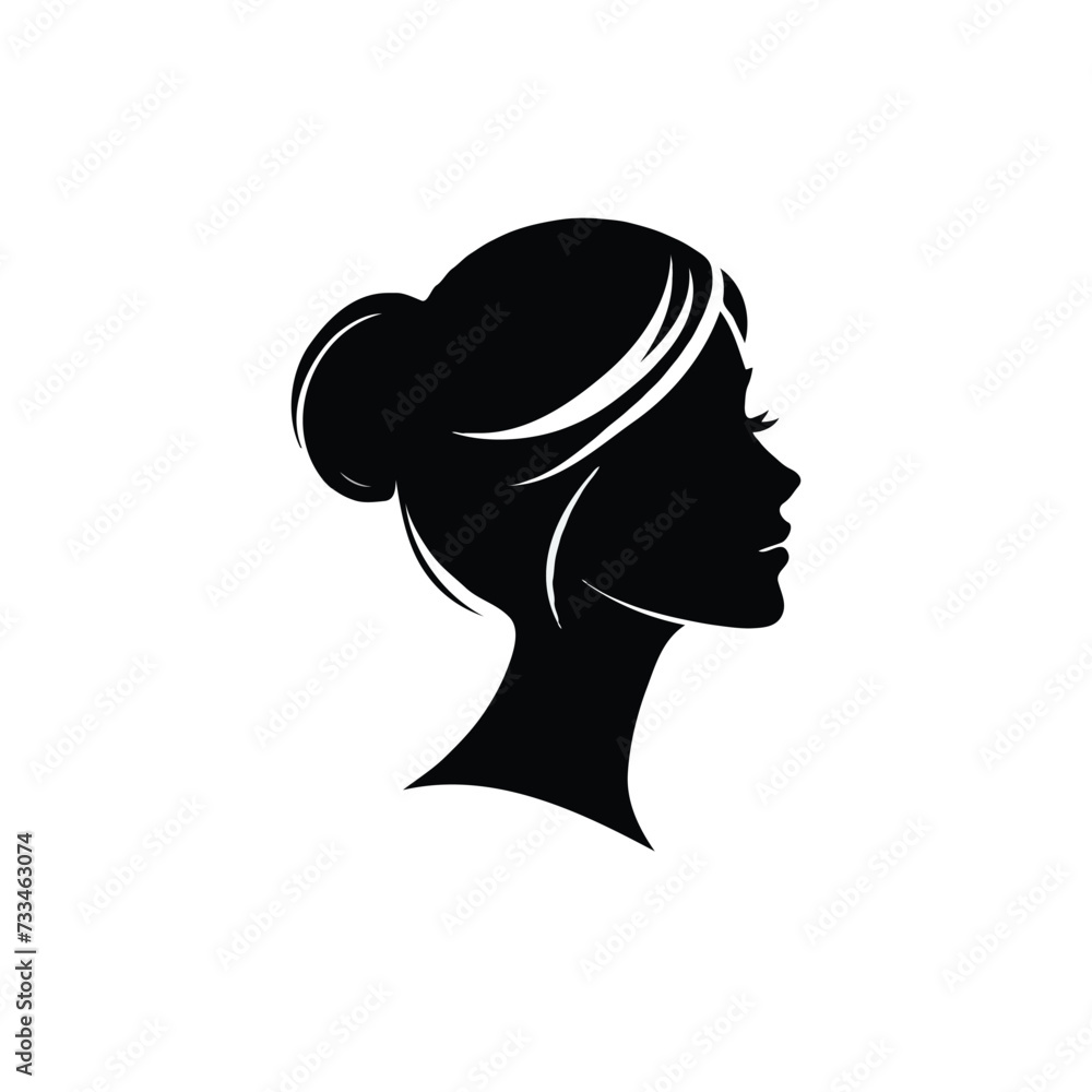 Beauty Woman face silhouette. Elegant silhouette of a female head..