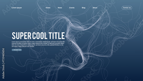 Landing page abstract design with twisted growing lines. Template for website or app.