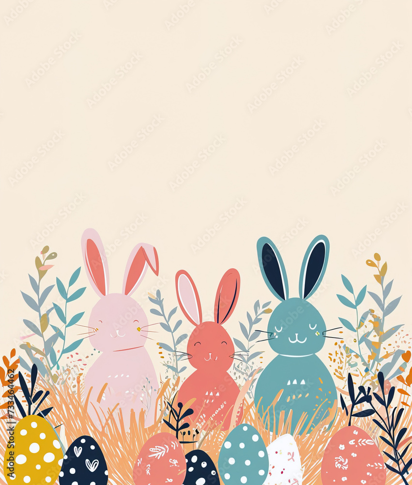 Cute Easter Bunnies with eggs Cute Easter Bunnies with eggs