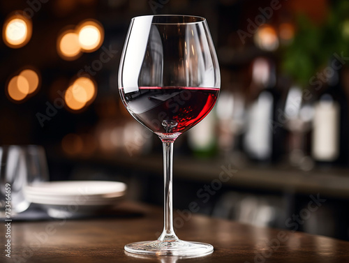 A classy glass of vibrant red wine, delicately held by a slender stem - pure elegance.