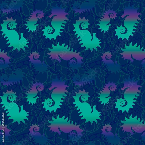 Summer animals seamless seahorse pattern for fabrics and wrapping paper and kids print and swimsuit textiles