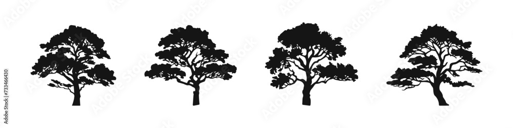 Tree silhouettes. Tree vector icons.