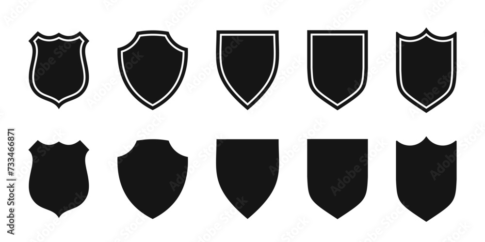 Shield icons set. Protect shield vectors - obrazy, fototapety, plakaty 