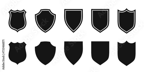 Shield icons set. Protect shield vectors photo