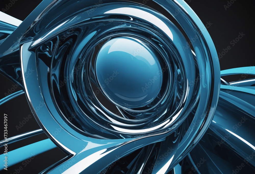 Futuristic blue shape, 3d render Futuristic blue shape, 3d render