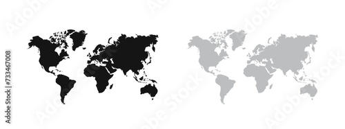 World map. World continents  North and South America  Europe and Asia  Africa and Australia