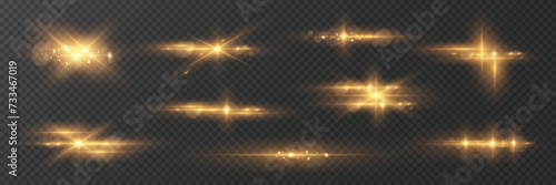 Realistic stars collection. Vector sparkles. Realistic vector stars isolated on transparent background