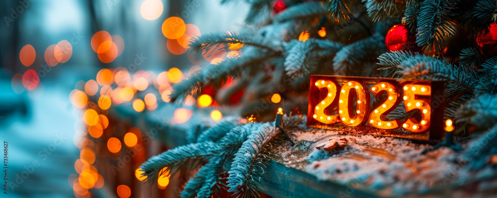 Illuminated 2025 Sign Hanging On A Christmas Tree With Twinkling Lights 1000 F 733468627 6K2WaBaXJU5xGv2yr1ZDNJ9U2bACKsdC