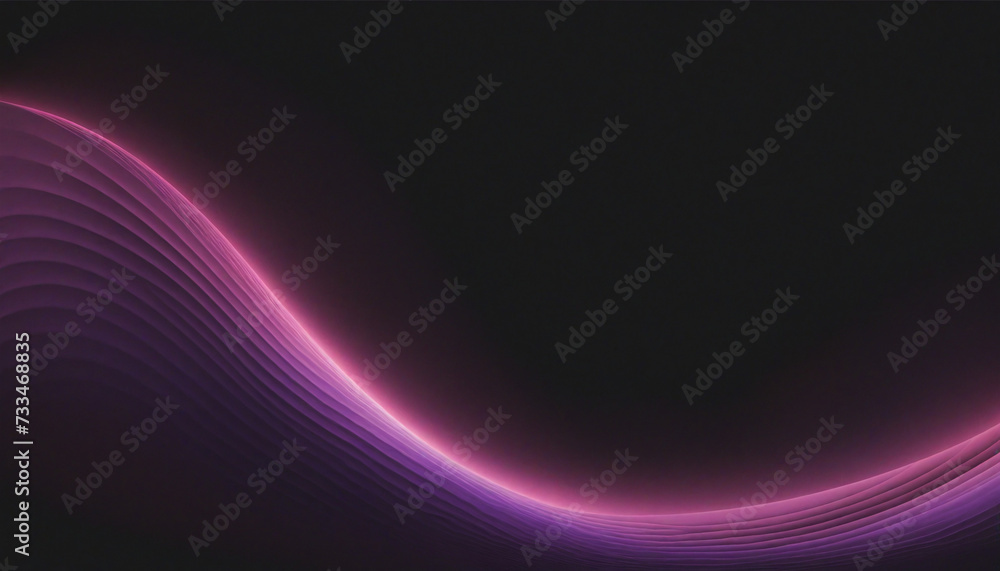 Pink purple glowing grainy gradient abstract wave on black background, noise texture effect, wide banner design