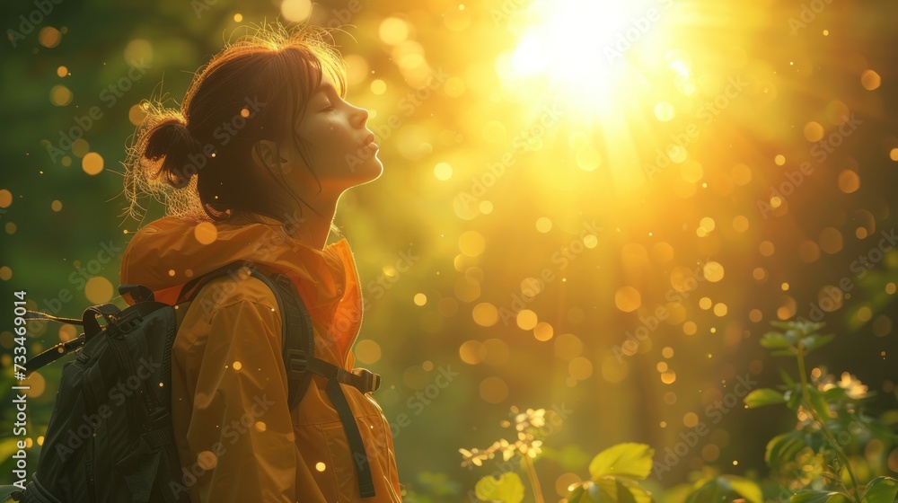 Sunlit Bliss: Woman Embracing Nature