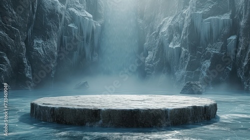 Mystical Ice Cave with Waterfall