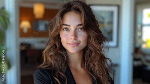 Portrait of a Young Woman with Wavy Hair