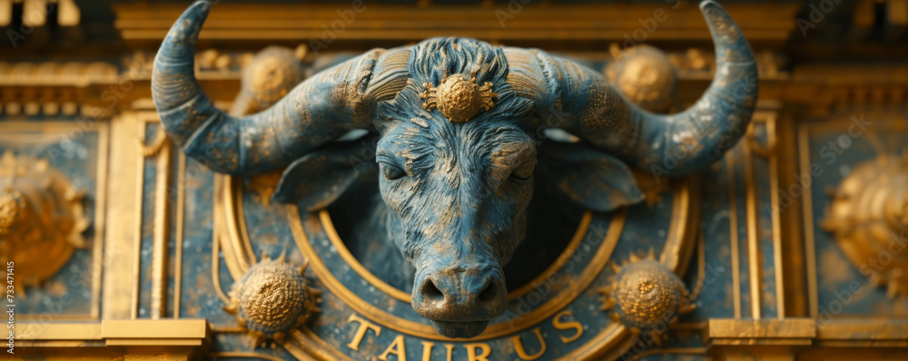 Astrology calendar. Taurus magical zodiac sign astrology. Esoteric horoscope and fortune telling concept. 