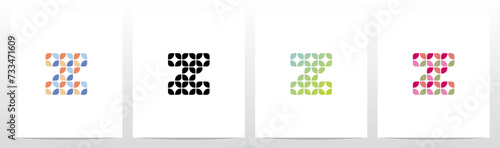 Rounded Squares Star Tiles Letter Logo Design Z