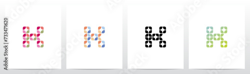 Rounded Squares Star Tiles Letter Logo Design K