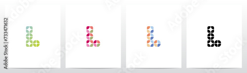 Rounded Squares Star Tiles Letter Logo Design L