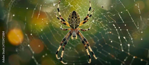 Stunning Argiope Bruennichi Spider Hanging from Its Intricate Web