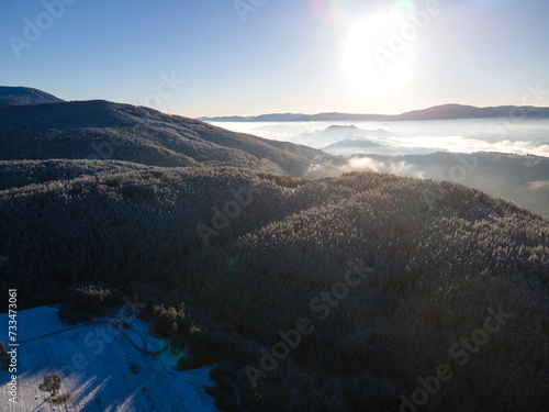 Aerial Winter view of Yundola area, Bulgaria © Stoyan Haytov