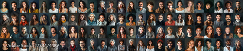 100 people Ai generated Portraits of different ages and ethnic groups. © Igor