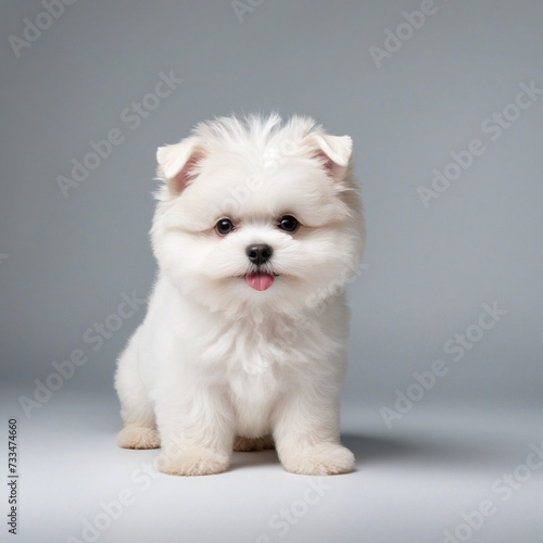 Sweet little white dog with fluffy fur