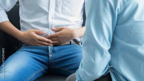 Attentive Gastroenterologist Consults Patient With Abdominal Discomfort and stomach pain