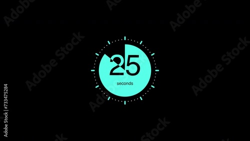 Animated countdown from 30 seconds on a transparent background photo
