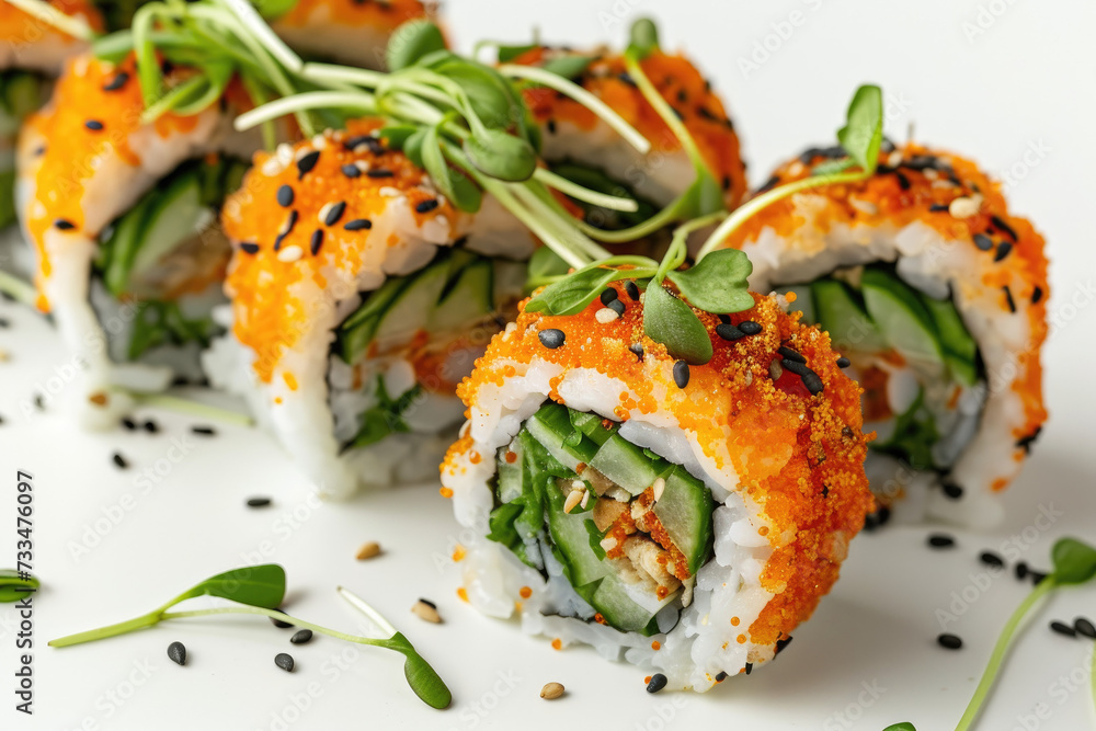 Trendy Sushi Roll Delight, street food and haute cuisine Trendy Sushi Roll Delight, street food and haute cuisine