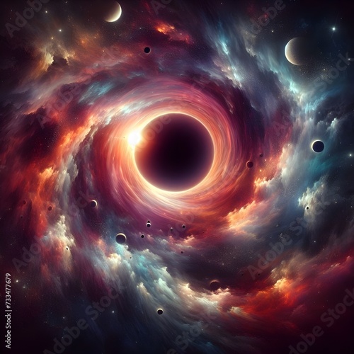 A majestic spiral galaxy dominates the cosmic scene. 