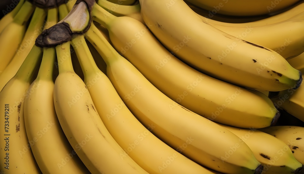 A close-up view of a group of ripe, vivid Banana with a deep, textured detail.