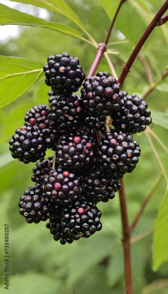 A close-up view of a group of ripe, vivid Elderberry with a deep, textured detail.