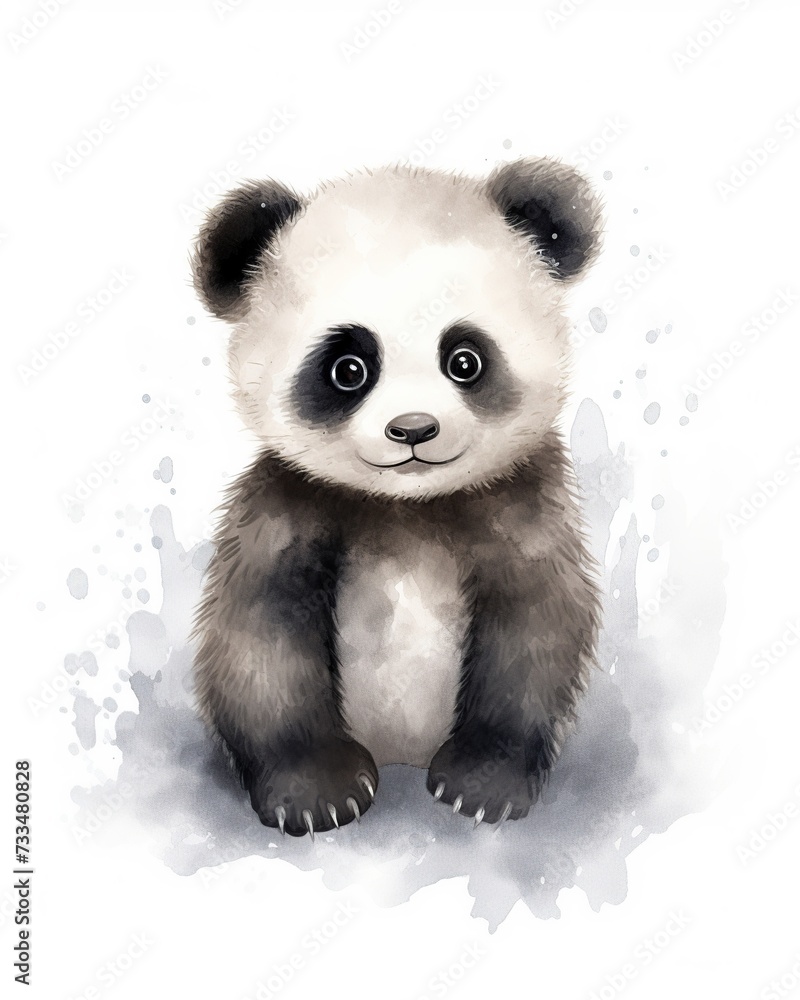 Charming black and white panda drawing with sparkling eyes