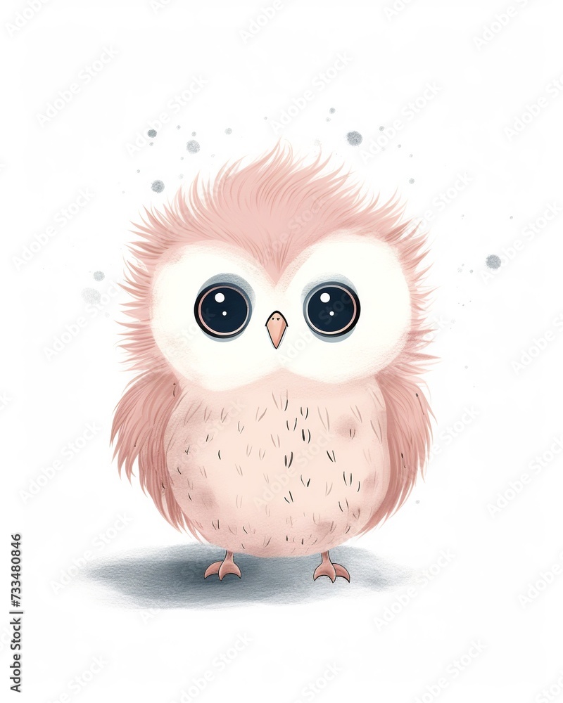 Adorable Pink Owl Cartoon

