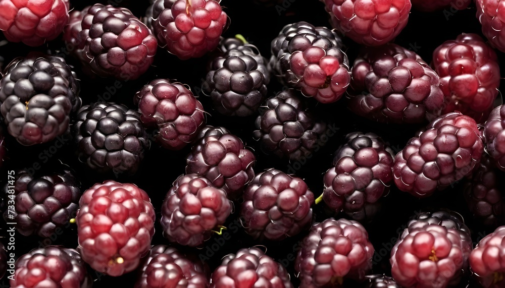 A close-up view of a group of ripe, vivid Mulberry with a deep, textured detail. A close-up view of a group of ripe, vivid Mulberry with a deep, textured detail.
