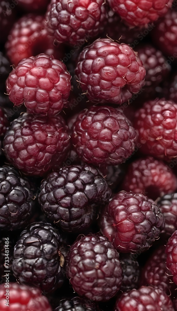 A close-up view of a group of ripe, vivid Mulberry with a deep, textured detail. A close-up view of a group of ripe, vivid Mulberry with a deep, textured detail.