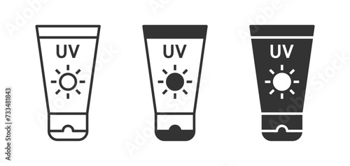 Sunscreen cream icon. Vector illustration
