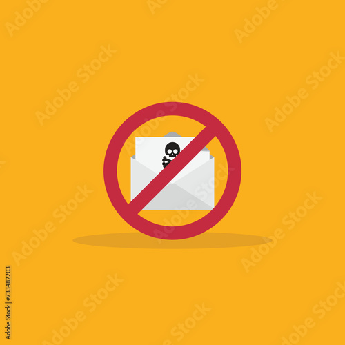 Spamming mailbox icon. Email hacking and spam warning symbol. EPS10 Vector Illustration.	