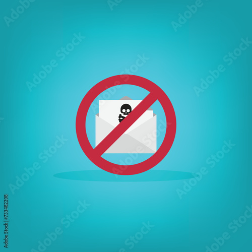 Spamming mailbox icon. Email hacking and spam warning symbol. EPS10 Vector Illustration.	