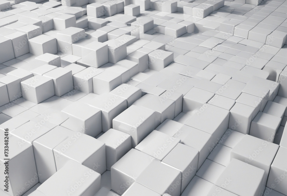 Geometric composition with white cubes, 3d render Geometric composition with white cubes, 3d render