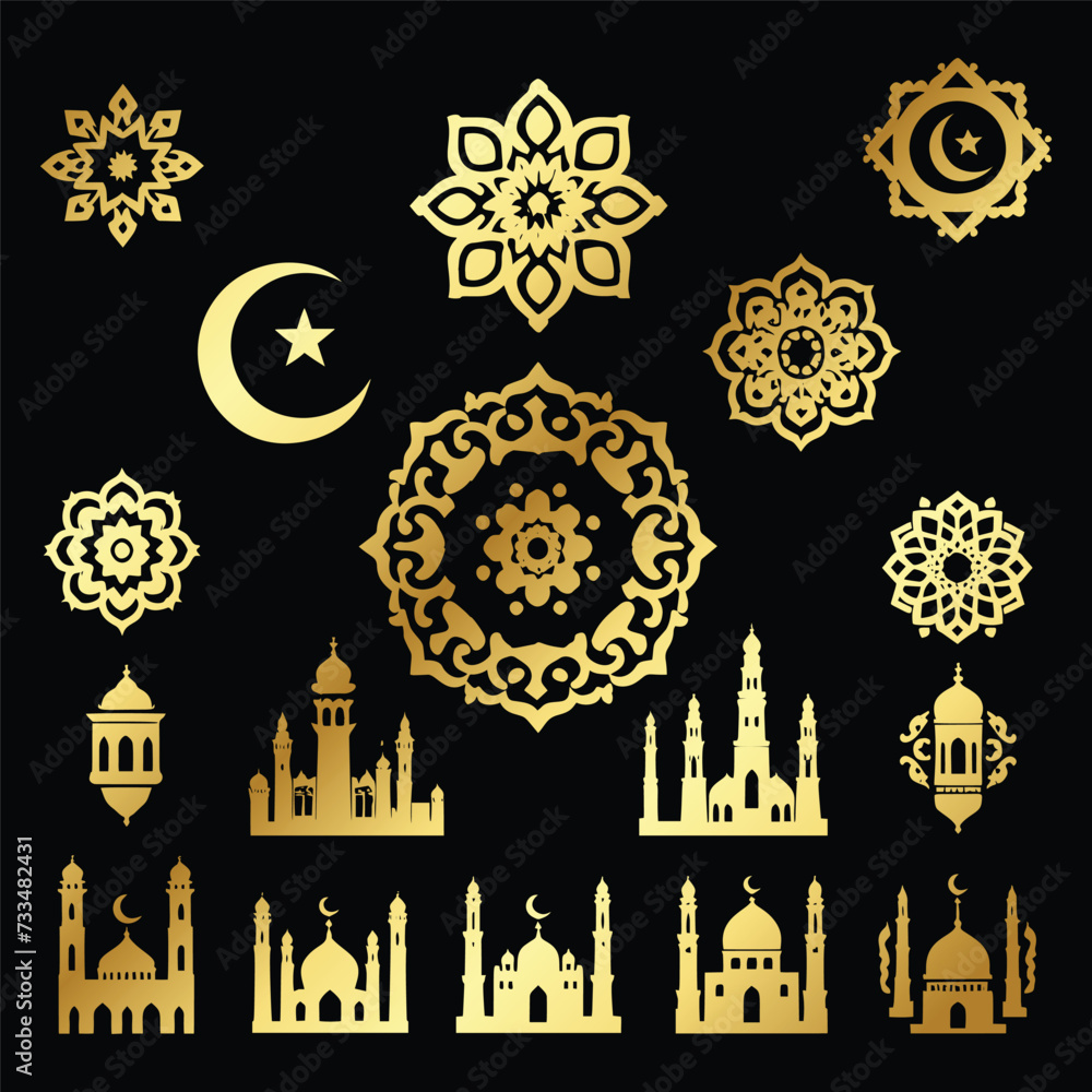 simple Silhouettes Islamic design elements simple Silhouettes Islamic design elements