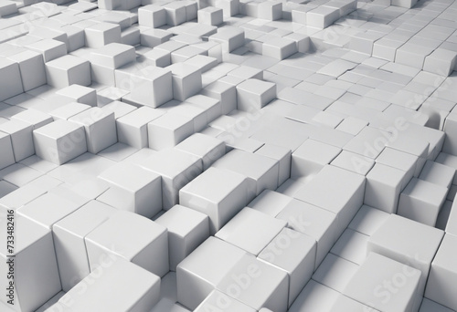 Geometric composition with white cubes  3d render