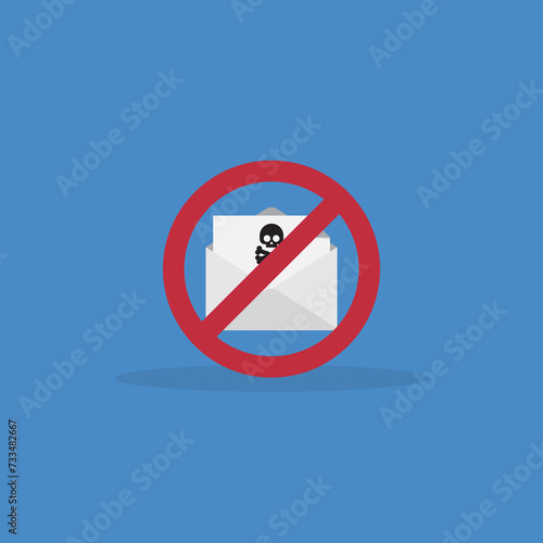 Spamming mailbox icon. Email hacking and spam warning symbol.	