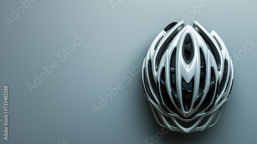 Contemporary white bicycle helmet on a gray background photo