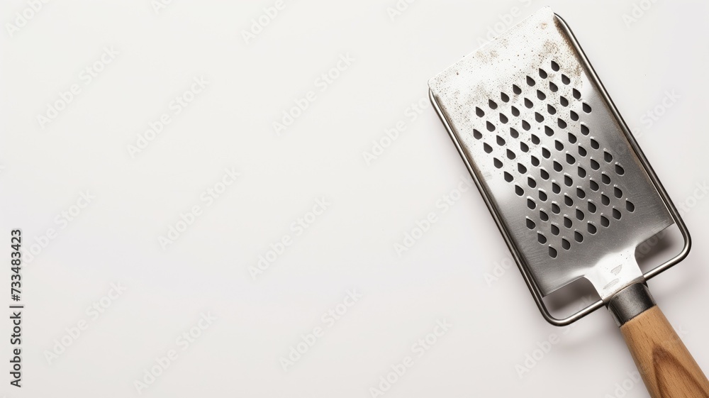 Metal cheese grater on white background with shadows Metal cheese grater on white background with shadows