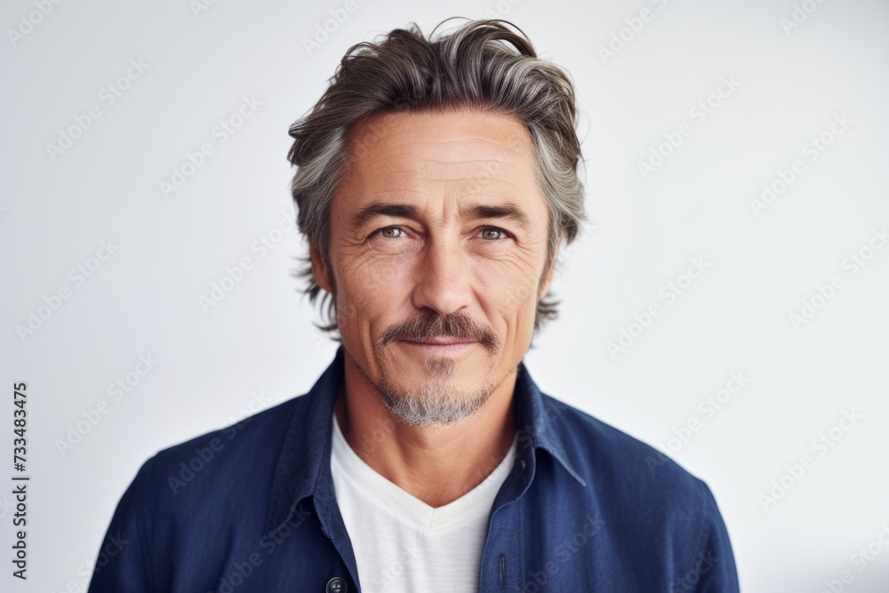 Portrait of a handsome mature man with grey hair and beard. Portrait of a handsome mature man with grey hair and beard.