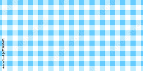 Blue and white gingham pattern. Checkered pastel texture for picnic plaid, tablecloth, napkin, towel, blanket, handkerchief. Fabric Italian background. Retro textile design. Vector flat illustration