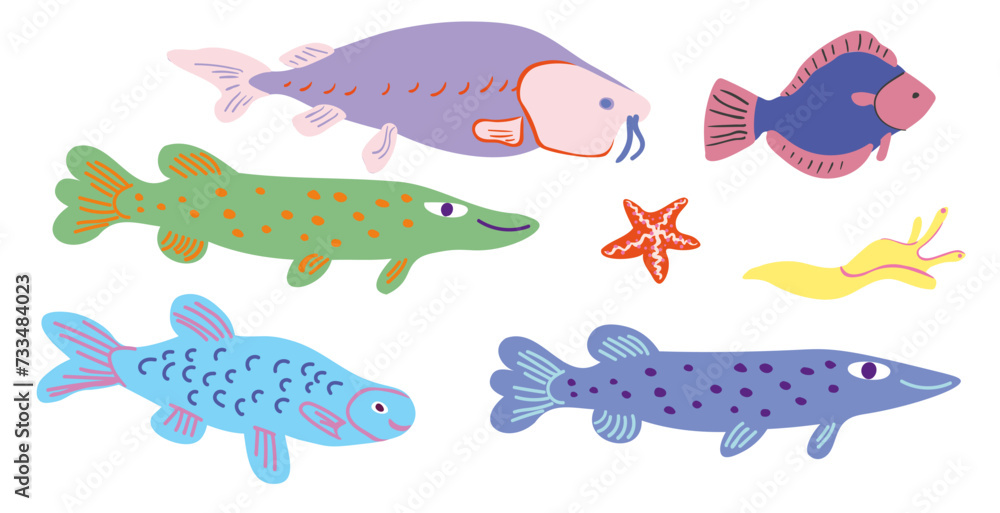 Fototapeta premium flat simple animal collection in vector.Template for logo poster icon for application and website. A series of animal images in flat style