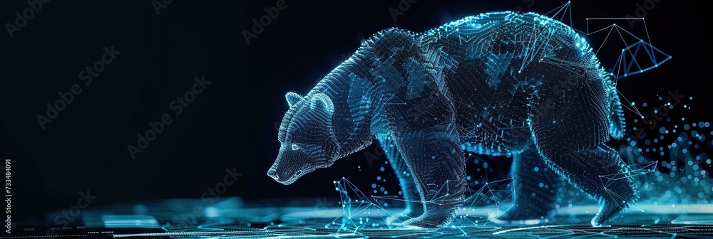 Bear made of digital data in a virtual reality metaverse Bear made of digital data in a virtual reality metaverse
